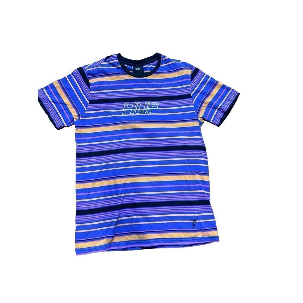 HUF men’s purple yellow stripe shirt 90s vibes retro sz M